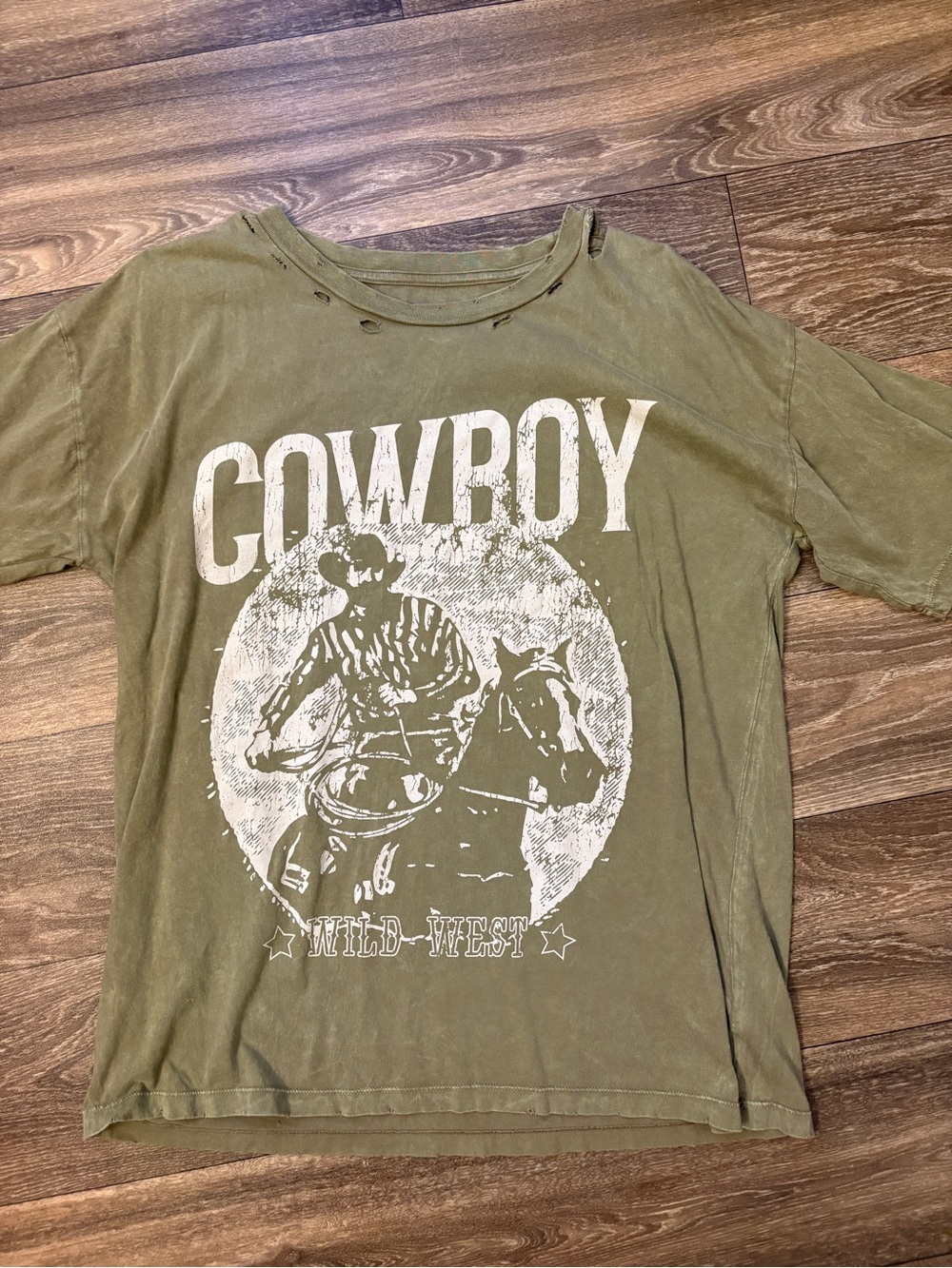 Distressed cowboy tshirt